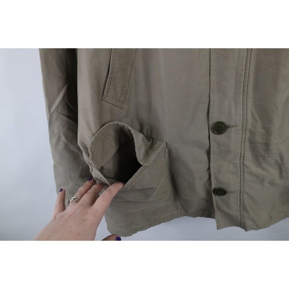 Vintage 90s Ralph Lauren Mens Large Faded Quilt Lined Chore Barn Jacket Beige - Picture 6 of 14